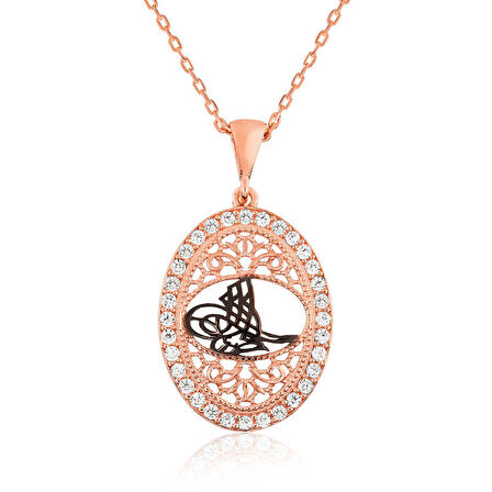 925 Ayar Gümüş Osmanlı Tuğralı Kadın Gümüş Kolye