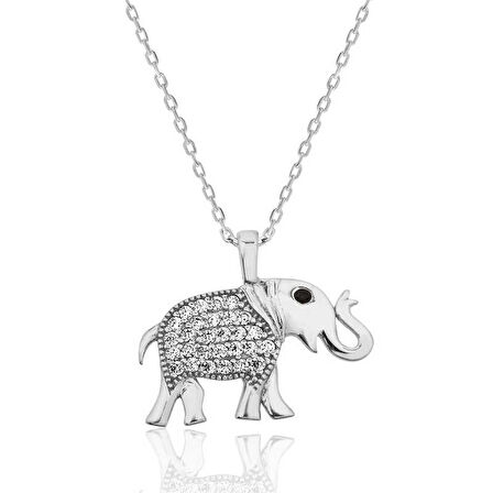 925 Ayar Gümüş Fil Kadın Gümüş Kolye