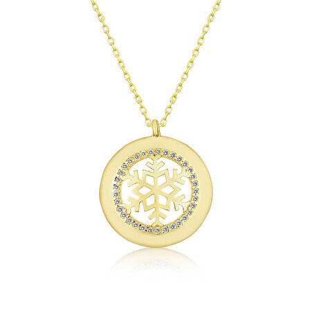 925 Ayar Gümüş Gold Kar Tanesi Kadın Gümüş Kolye