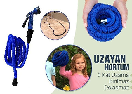 30 Metre Bahçe Sulama Araç Yıkama Hortumu 7 Kademeli Başlık