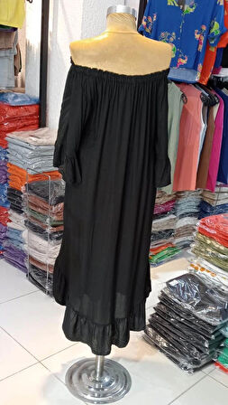 Kadın Her bedene Uyumlu Madonna Yaka Senora Elbise