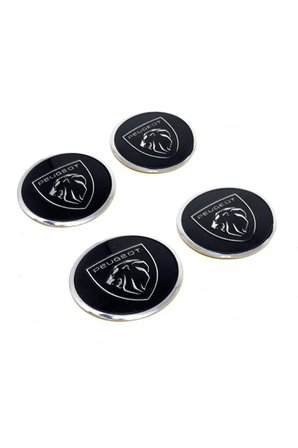 Peugeot Jant Göbeği Alüminyum Sticker Yapıştırma 60mm 4'lü Set Yeni Nesil Logo