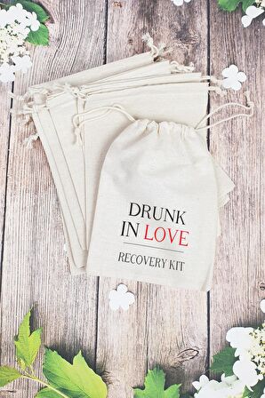 Hangover Kit Kesesi - 10 Adet - Drunk in Love Recovery Kit Baskılı