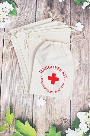 Hangover Kit Kesesi - 10 Adet - In Sickness and Health Baskılı Kese