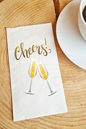 Sunum Peçetesi - Kadehli Cheers Yazılı Sunum Peçetesi