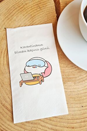 Sunum Peçetesi karantinanın bilmem kaçıncı günü yazılı kağıt peçete