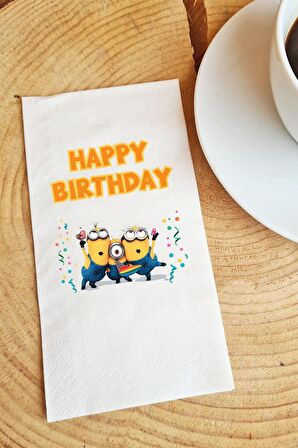 Sunum Peçetesi Minion Happy Birthday Kağıt Peçete