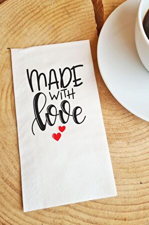 Sunum Peçetesi made with love yazılı kağıt peçete