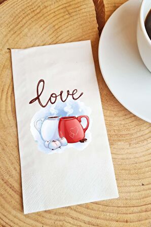 Sevgiliye Sunum Peçetesi Love Yazılı Sevgililer Günü Konuşan Kağıt Peçete