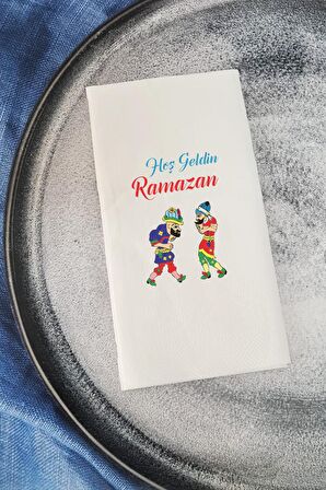 Hoş Geldin Ramazan Hacivat - Karagöz Konuşan Peçete Sunum Peçetesi