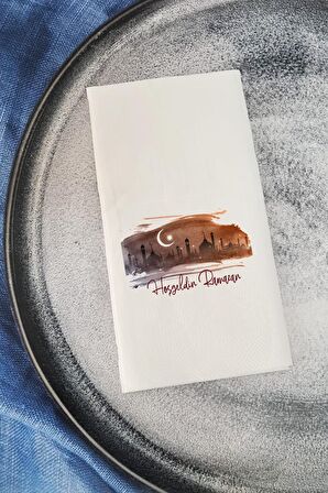 Manzaralı Hoşgeldin Ramazan Konuşan Peçete Sunum Peçetesi