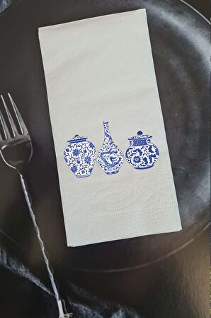 Bleu Blanc Vazolar Konuşan Peçete Sunum Peçetesi