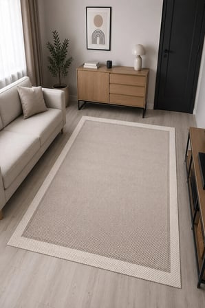 Sisal Görünümlü Bordürlü Baskılı Kaymaz Yıkanabilir Salon Oturma Odası Mutfak Balkon Halısı Yolluk