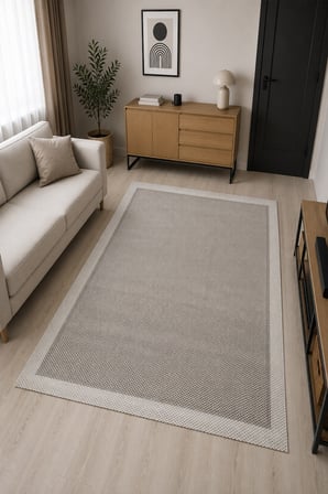 Sisal Görünümlü Bordürlü Baskılı Kaymaz Yıkanabilir Salon Oturma Odası Mutfak Balkon Halısı Yolluk