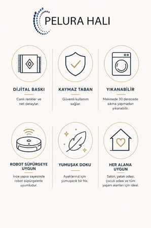 Renkli Modern Desen Baskılı Kaymaz Yıkanabilir Salon Oturma Odası Mutfak Antre Halısı Yolluk