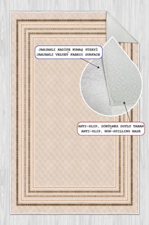 Modern Çerçeveli Baskılı Kaymaz Yıkanabilir Salon Oturma Odası Mutfak Antre Halısı Yolluk