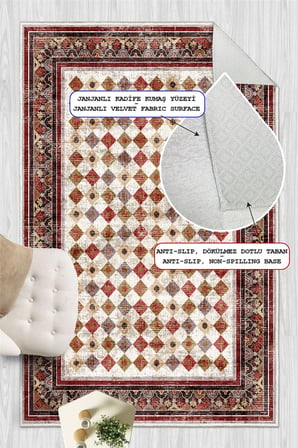 Renkli Kilim Desenli Baskılı Kaymaz Yıkanabilir Salon Oturma Odası Mutfak Antre Halısı Yolluk