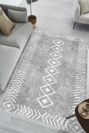 Modern Etnik Kilim Desenli Dijital Baskılı Yıkanabilir Kaymaz Taban Salon Halısı Yolluk