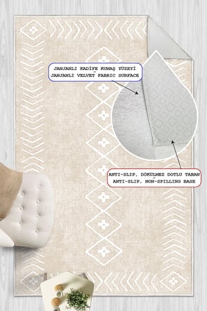 Modern Etnik Kilim Desenli Dijital Baskılı Yıkanabilir Kaymaz Taban Salon Halısı Yolluk