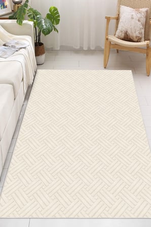 Minimalist İskandinav Geometrik Çizgili Dijital Baskılı Yıkanabilir Kaymaz Taban Salon Halısı Yolluk