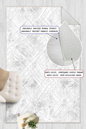 Soyut Desen Baskılı Kaymaz Yıkanabilir Salon Oturma Odası Mutfak Hol Antre Halısı Yolluk