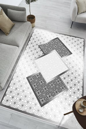 Modern Desenli Baskılı Kaymaz Yıkanabilir Salon Oturma Odası Mutfak Antre Hol Halısı Yolluk