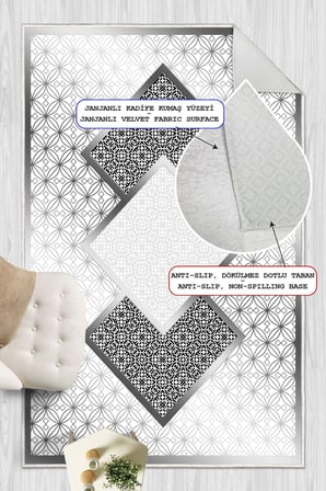 Modern Desenli Baskılı Kaymaz Yıkanabilir Salon Oturma Odası Mutfak Antre Hol Halısı Yolluk