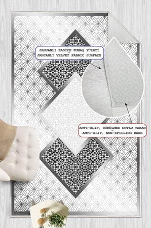 Modern Desenli Baskılı Kaymaz Yıkanabilir Salon Oturma Odası Mutfak Antre Hol Halısı Yolluk
