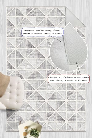 Geometrik Desenli Modern Baskılı Kaymaz Yıkanabilir Salon Oturma Odası Mutfak Antre Halısı Yolluk