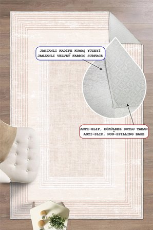 Çerçeveli Modern Baskılı Kaymaz Yıkanabilir Salon Oturma Odası Mutfak Antre Halısı Yolluk