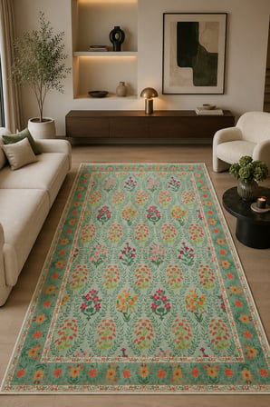 Modern Floral Desen Baskılı Kaymaz Yıkanabilir Salon Oturma Odası Mutfak Balkon Halısı Yolluk