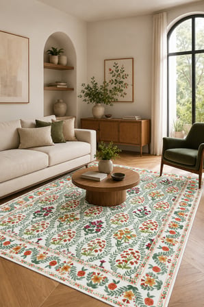Modern Floral Desen Baskılı Kaymaz Yıkanabilir Salon Oturma Odası Mutfak Balkon Halısı Yolluk