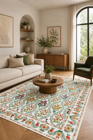 Modern Floral Desen Baskılı Kaymaz Yıkanabilir Salon Oturma Odası Mutfak Balkon Halısı Yolluk