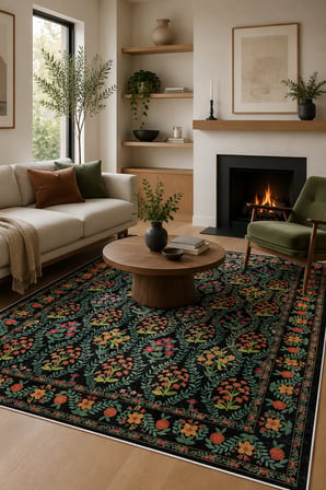 Modern Floral Desen Baskılı Kaymaz Yıkanabilir Salon Oturma Odası Mutfak Balkon Halısı Yolluk
