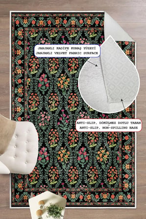 Modern Floral Desen Baskılı Kaymaz Yıkanabilir Salon Oturma Odası Mutfak Balkon Halısı Yolluk