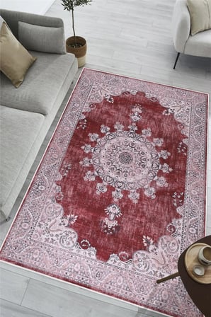 Kilim Desenli Baskılı Kaymaz Yıkanabilir Salon Oturma Odası Mutfak Antre Halısı Yolluk