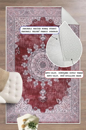 Kilim Desenli Baskılı Kaymaz Yıkanabilir Salon Oturma Odası Mutfak Antre Halısı Yolluk