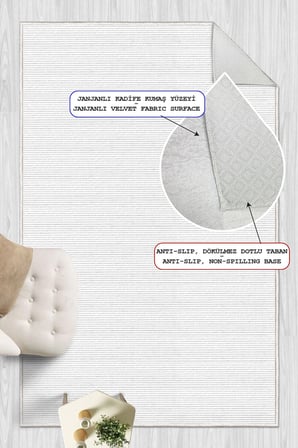 Modern Minimalist Yatay Çizgili Beyaz Dijital Baskılı Yıkanabilir Kaymaz Taban Salon Halısı Yolluk