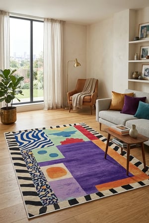 Modern Geometrik Desenli Dijital Baskılı Yıkanabilir Kaymaz Taban Salon Halısı Yolluk