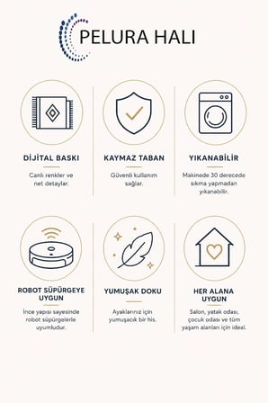 Kelebek Desenli Yeşil Baskılı Kaymaz Yıkanabilir Salon Oturma Odası Mutfak Balkon Halısı Yolluk
