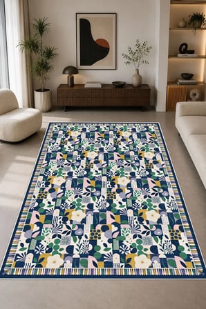 Modern Bohem Desen Renkli Baskılı Kaymaz Yıkanabilir Salon Oturma Odası Mutfak Balkon Halısı Yolluk