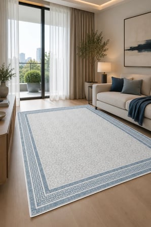 Modern Çerçeveli Baskılı Kaymaz Yıkanabilir Salon Oturma Odası Mutfak Balkon Halısı Yolluk