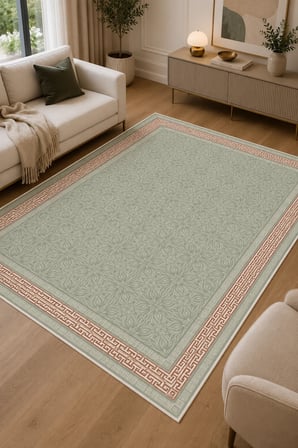 Modern Çerçeveli Baskılı Kaymaz Yıkanabilir Salon Oturma Odası Mutfak Balkon Halısı Yolluk