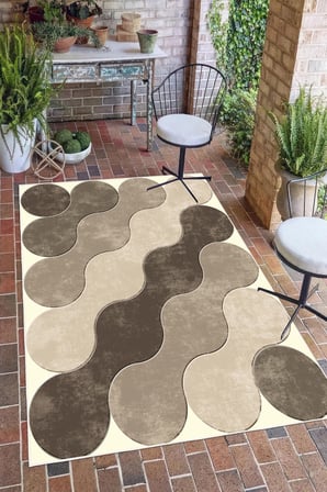 Geometrik Desen Baskılı Kaymaz Yıkanabilir Salon Oturma Odası Mutfak Antre Balkon Halısı Yolluk