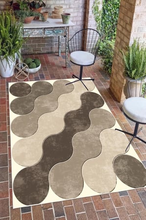 Geometrik Desen Baskılı Kaymaz Yıkanabilir Salon Oturma Odası Mutfak Antre Balkon Halısı Yolluk