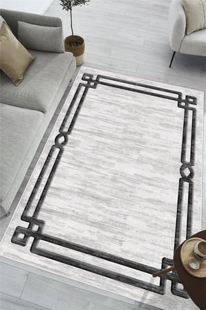 Modern Çerçeveli Dijital Baskılı Kaymaz Yıkanabilir Salon Oturma Odası Antre Mutfak Halısı Yolluk