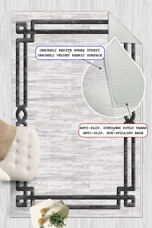 Modern Çerçeveli Dijital Baskılı Kaymaz Yıkanabilir Salon Oturma Odası Antre Mutfak Halısı Yolluk