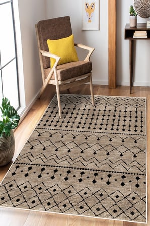 Bohem Çizgili Dijital Baskılı Kaymaz Yıkanabilir Salon Oturma Odası Mutfak Antre Balkon Halı Yolluk