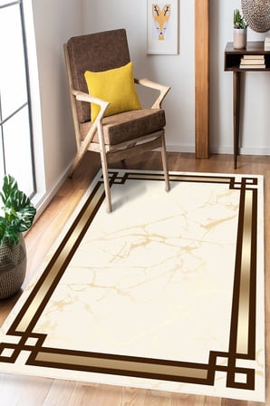 Çerçeveli Baskılı Kaymaz Yıkanabilir Salon Oturma Odası Mutfak Antre Hol Halısı Yolluk