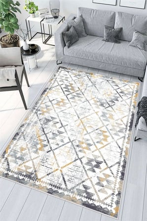 Modern Kilim Desen Baskılı Kaymaz Yıkanabilir Salon Oturma Odası Mutfak Antre Halısı Yolluk